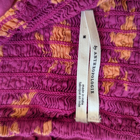 Anthropologie Off The Shoulder Pink Floral Stretch Smocked Midi Dress Medium - Picture 7 of 8